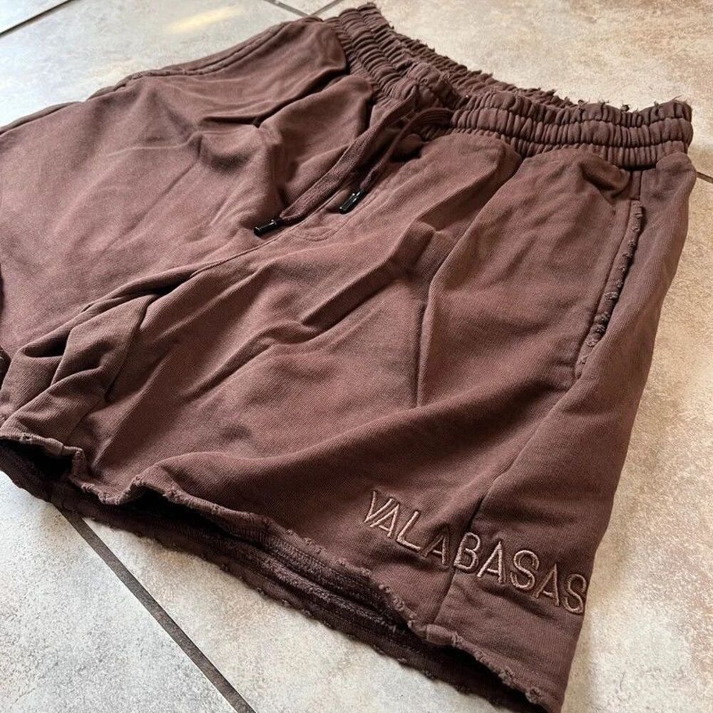 Valabasas Brown Raw Hem Sweat Shorts Mens Size XS